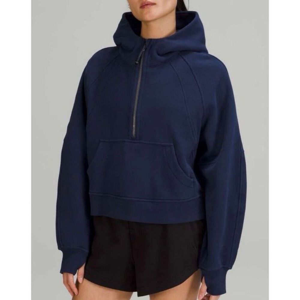 Lululemon half zip scuba hooded crop pullover night sea navy size Xl/xxl
